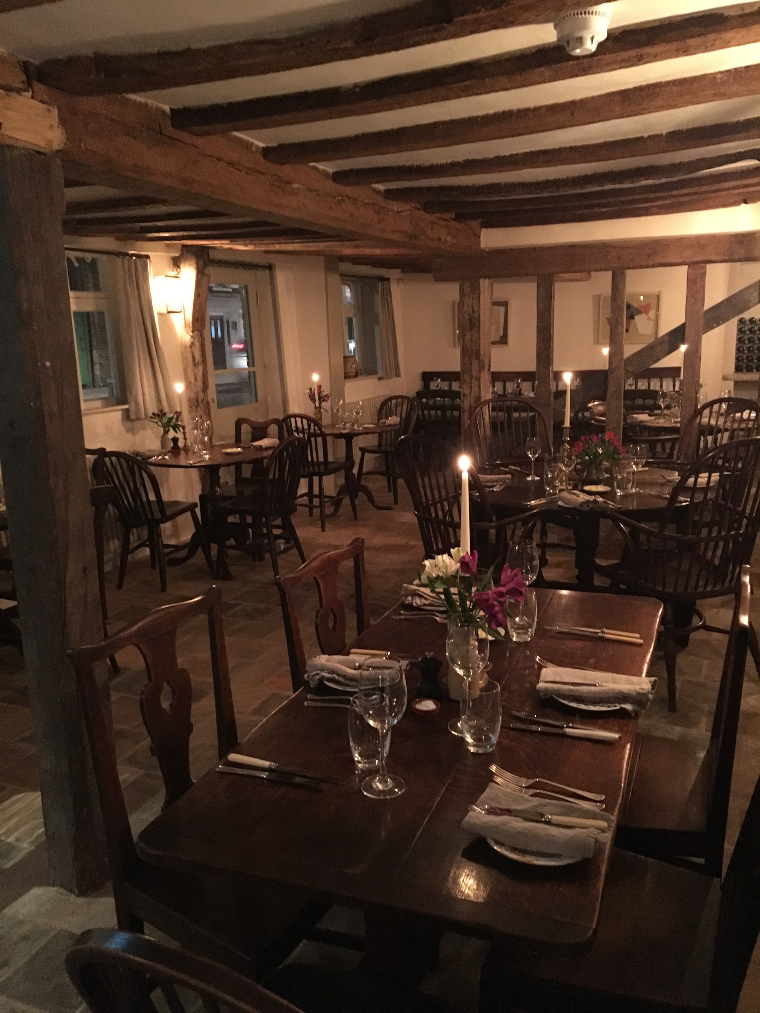 The Oak Room set for evening dining by candlelight